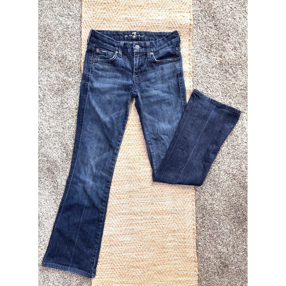 Y2K 7 For All Mankind A-Pocket Bootcut Jeans Dark Wash Blue Denim 24